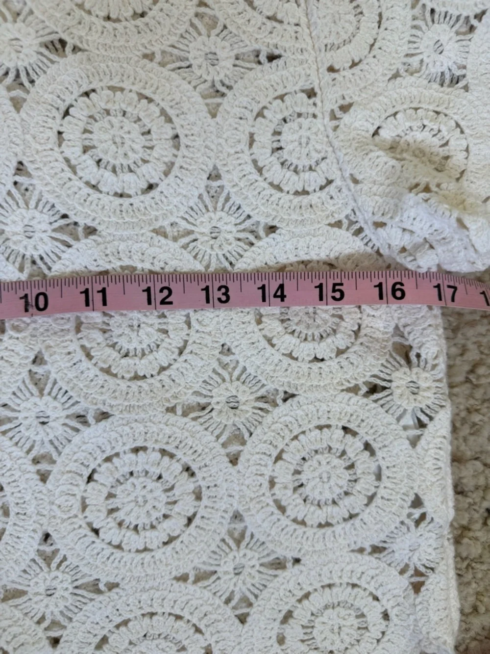 Abercrombie & Fitch White Crochet Lace Mosaic Tile Top Short Sleeve Boho Small - Picture 10 of 12